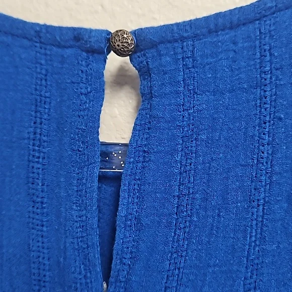 Anthropologie Meadow Rue sleeveles blue dress embroidered scallop hem women's 0 - Picture 13 of 15